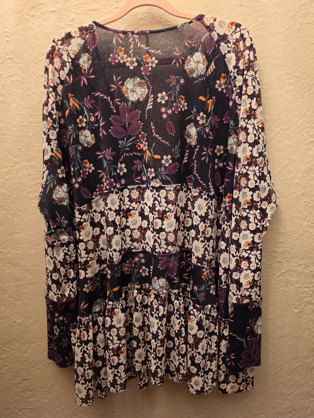 Free People Floral Patchwork Tiered Babydoll Tunic Dress Oversized Boho - Picture 8 of 9